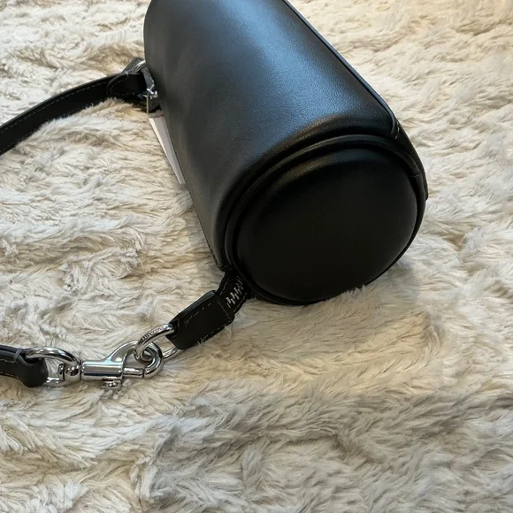 NWT COACH Nolita Smooth Black Leather Barrel Bag/Silver Hardware - Picture 5 of 10